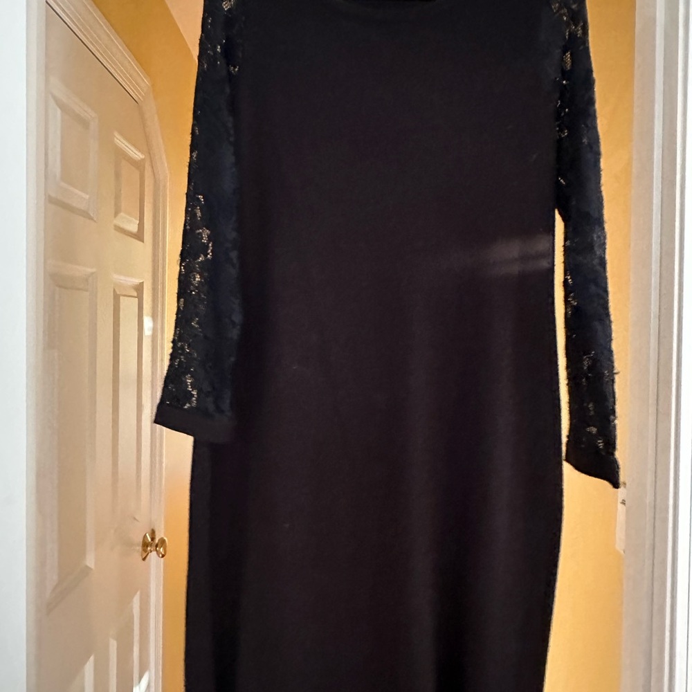 Eliza J Black Dress with Lace Sleeves